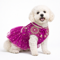 Vibrant Pink Mirror Work Dog Lehenga Choli - Festive Pet Wedding Dress