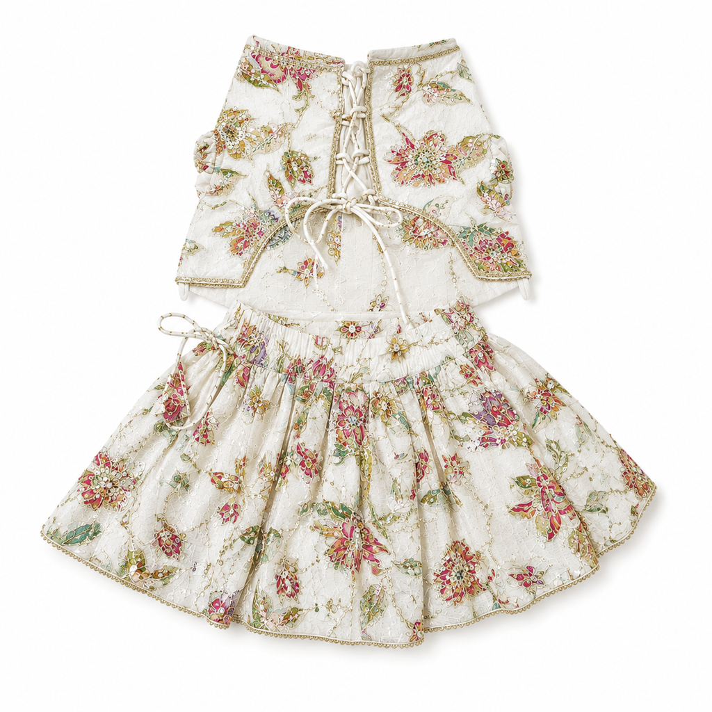 White Floral Dog Lehenga
