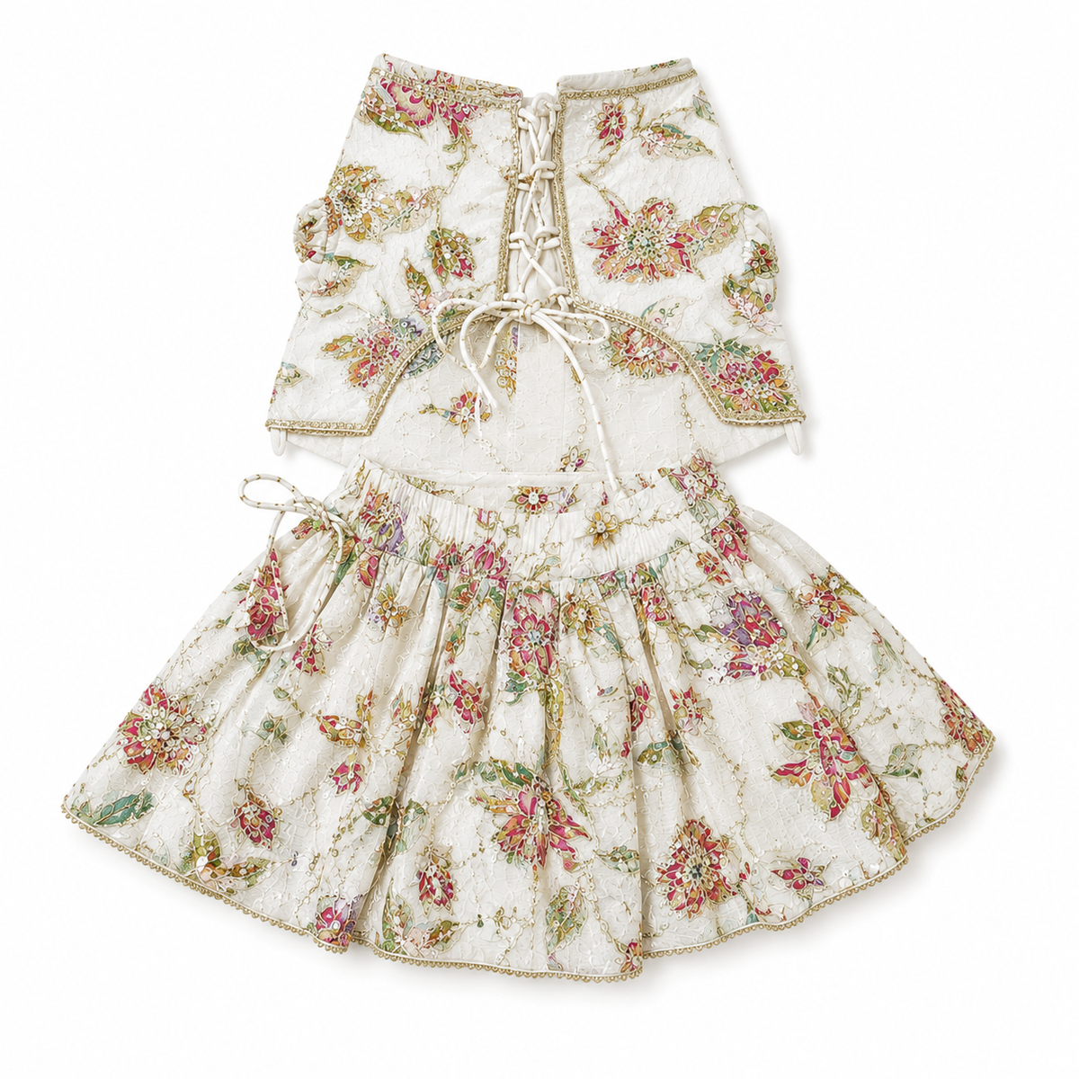 White Floral Dog Lehenga